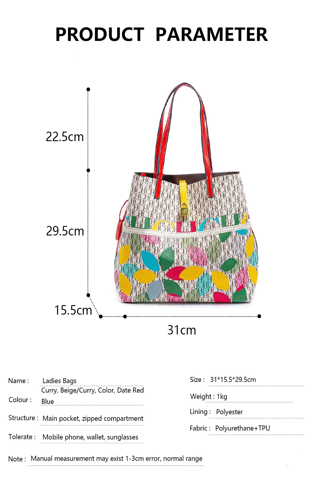 CH Women's Printed Handbag - Large Capacity Commuter Bag