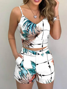 Casual Patchwork Summer Shorts with Elastic Waist  Hollow Out Pockets