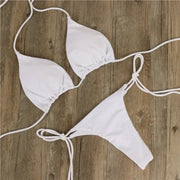 Halter Thong Tie-Front Bikini Set | OWNLUXE