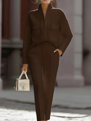 Lapel Pocket Blazer & Ankle Pant Set | OWNLUXE