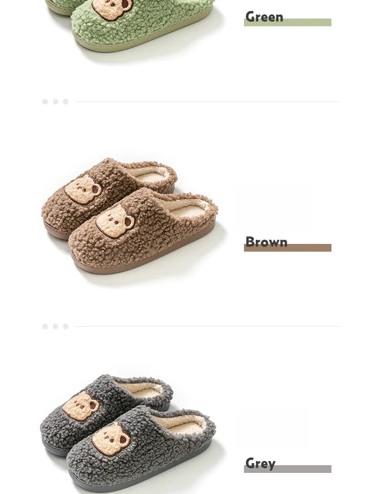 Cute Bear Fluffy Slippers – Warm Plush House Shoes