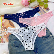 3-Piece Polka Dot Mesh Bikini Brief Set | OWNLUXE