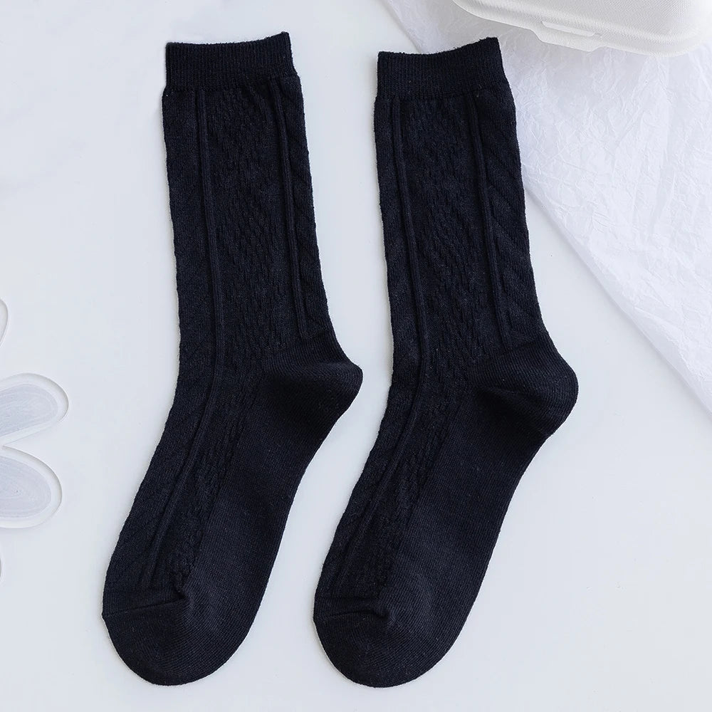 1 Pair Women Socks Spring Autumn Retro Style Men Couple Cotton Socks Flower Stripe Plaid Pattern Solid Colorful Socks EUR 37-43