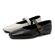 Women's Square Toe Leather Flats – Shop at OWNLUXE