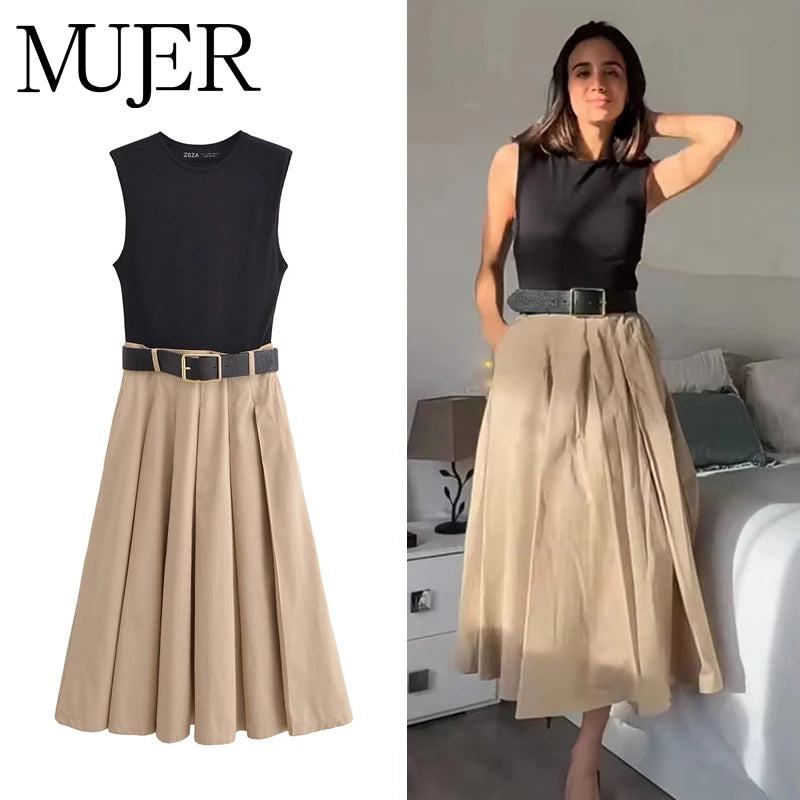 Women's Sleeveless Midi Dress | OWNLUXE