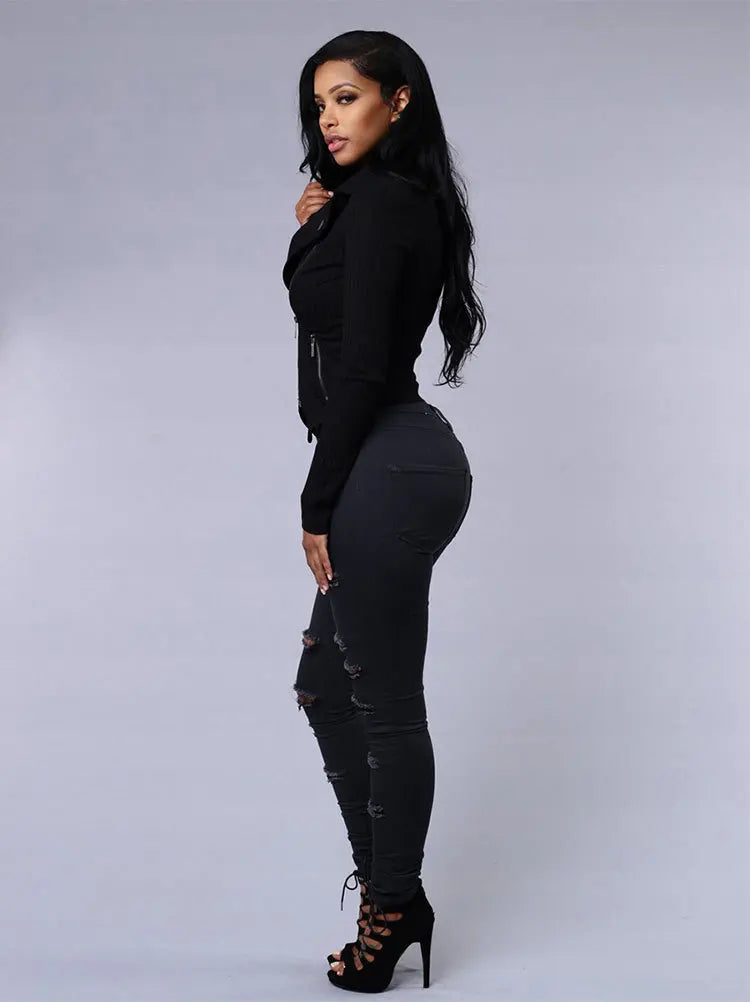 Women’s Mid-Rise Skinny Jeans – Distressed Casual Fit