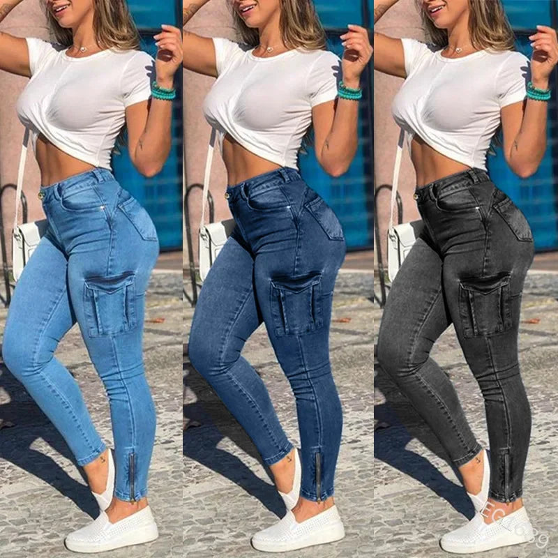 Women’s High-Waisted Skinny Jeans – Coated, Distressed