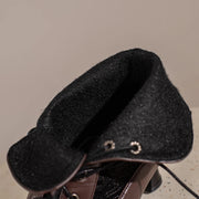 Women’s Retro Lace-Up Ankle Boots – Pointed Toe Hoof Heel
