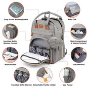 3-in-1 Diaper Bag Backpack with Foldable Baby Bed & USB Charging | OWNLUXE