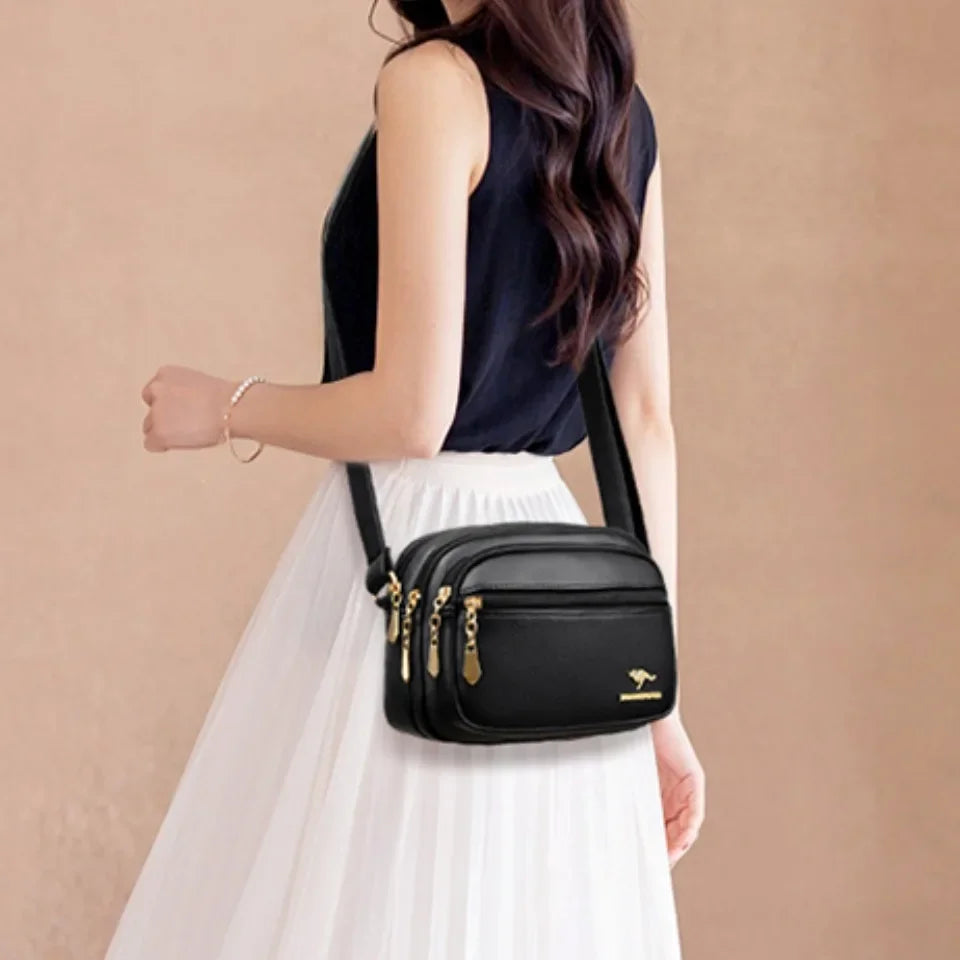 Multi-Pocket Soft Leather Crossbody Bag - Adjustable Shoulder Messenger | OWNLUXE