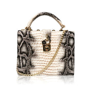Snake Print Box Handbag – Structured PU Shoulder Bag | OWNLUXE