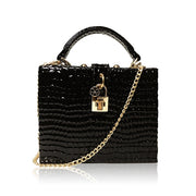 Snake Print Box Handbag – Structured PU Shoulder Bag | OWNLUXE