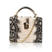 Snake Print Box Handbag – Structured PU Shoulder Bag | OWNLUXE