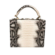 Snake Print Box Handbag – Structured PU Shoulder Bag | OWNLUXE