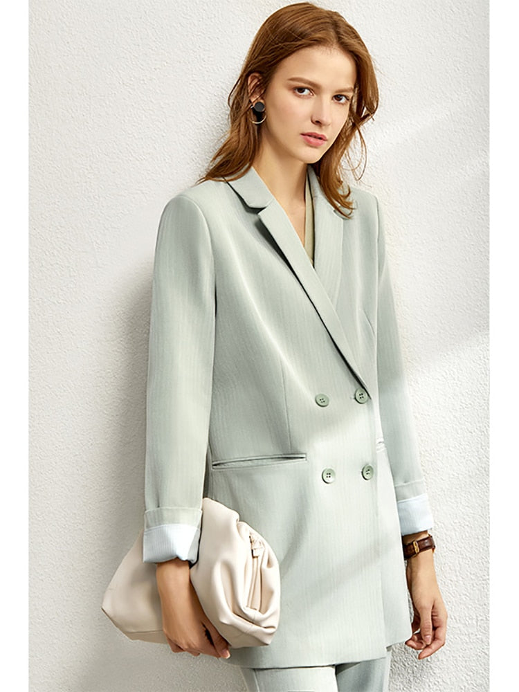 V-Neck Office Blazer - Straight Fit Work Jacket for Women