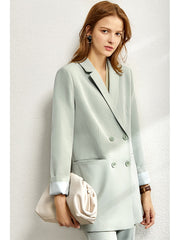 V-Neck Office Blazer - Straight Fit Work Jacket for Women
