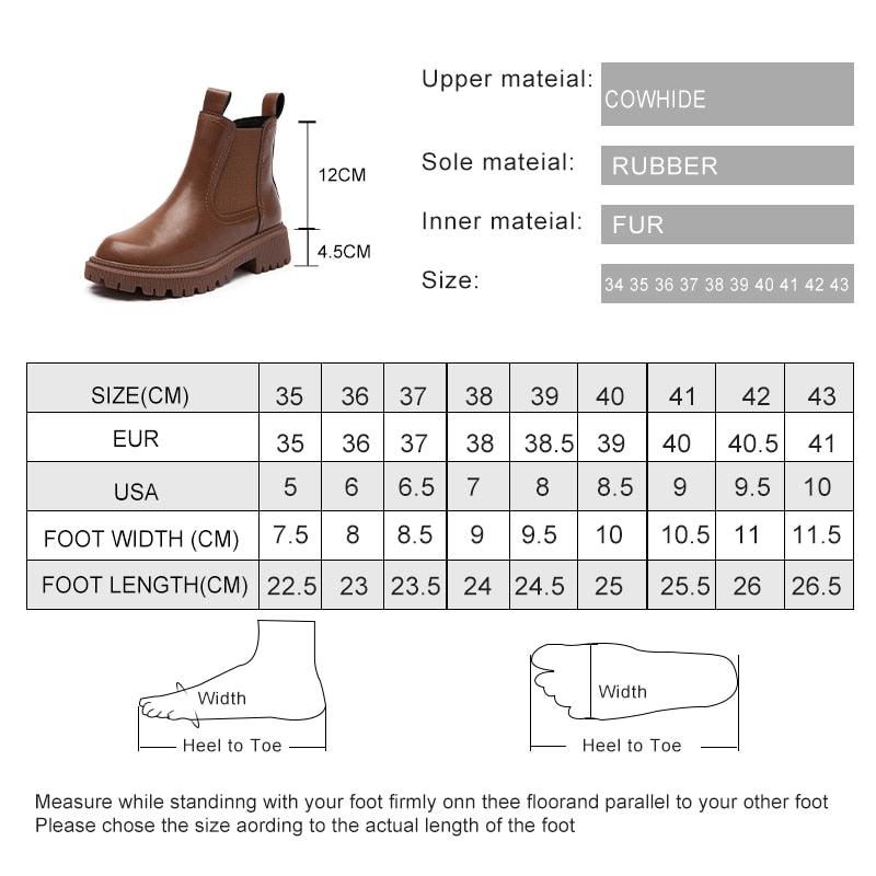 Retro Leather Ankle Boots – Platform Sole & Low Heel