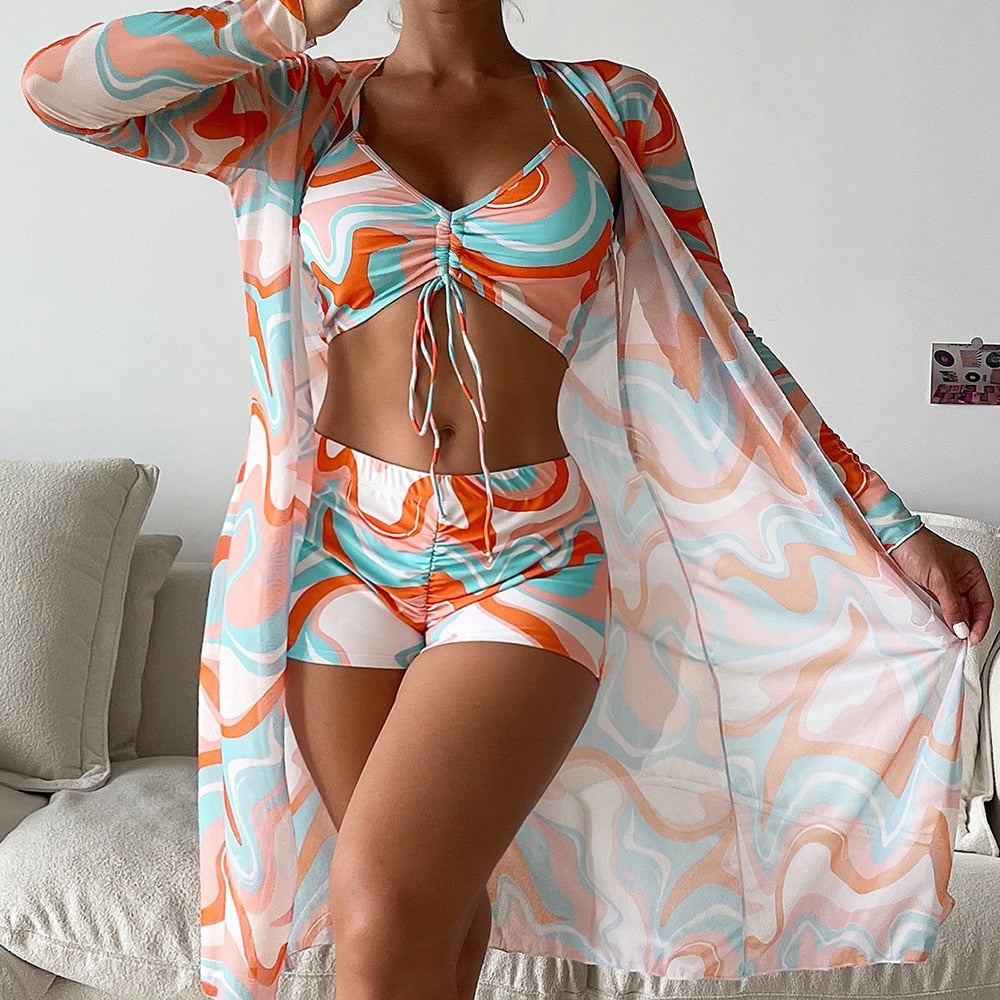 High Waist 3 Piece Bikini Set