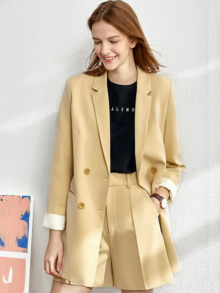 V-Neck Office Blazer - Straight Fit Work Jacket for Women