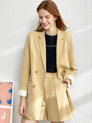 V-Neck Office Blazer - Straight Fit Work Jacket for Women