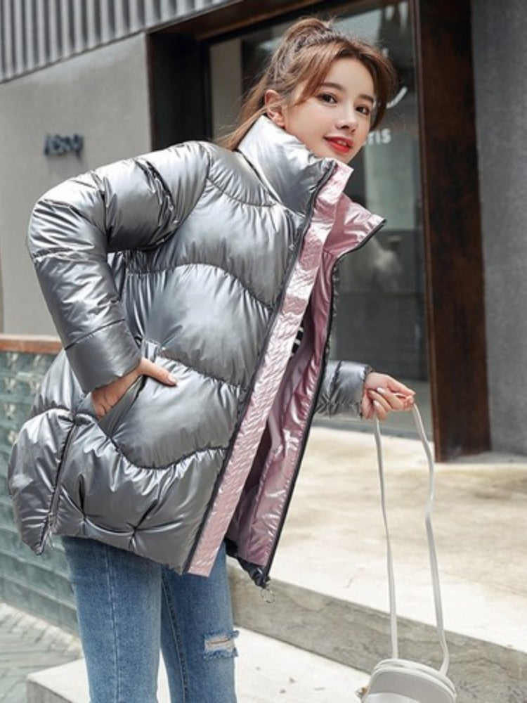 Reflective Winter Jacket – Padded Wide-Waist Parka