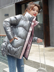 Reflective Winter Jacket – Padded Wide-Waist Parka
