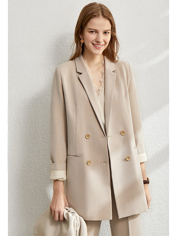 V-Neck Office Blazer - Straight Fit Work Jacket for Women