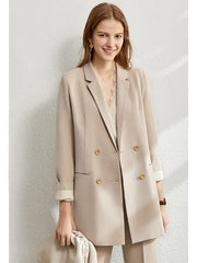 V-Neck Office Blazer - Straight Fit Work Jacket for Women