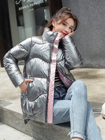 Load image into Gallery viewer, Women’s Reflective Wide-Waist Winter Jacket, Padded PU
