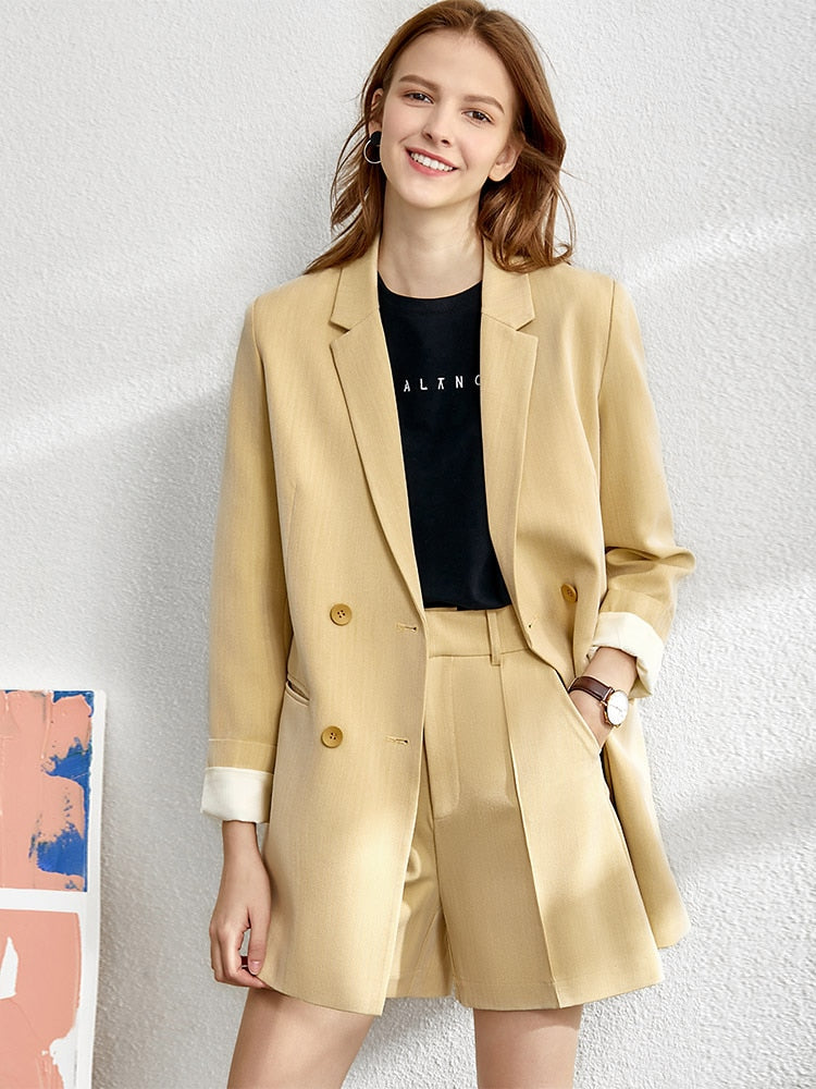 V-Neck Office Blazer - Straight Fit Work Jacket for Women