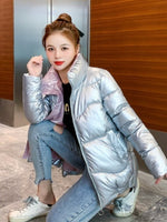 Load image into Gallery viewer, Women’s Reflective Wide-Waist Winter Jacket, Padded PU

