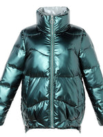 Load image into Gallery viewer, Women’s Reflective Wide-Waist Winter Jacket, Padded PU
