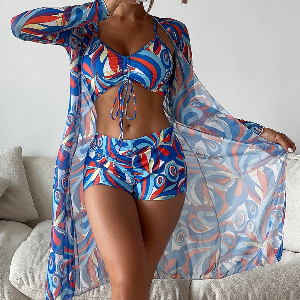 High Waist 3 Piece Bikini Set