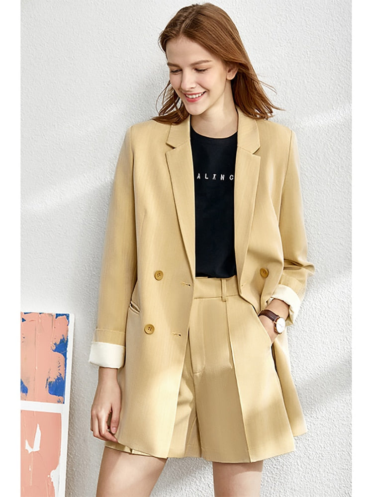 V-Neck Office Blazer - Straight Fit Work Jacket for Women