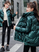 Load image into Gallery viewer, Women’s Reflective Wide-Waist Winter Jacket, Padded PU

