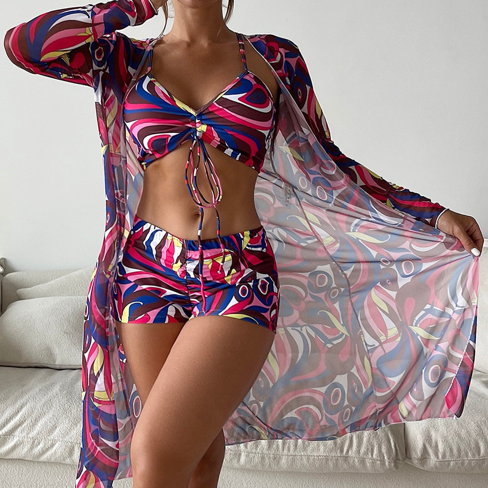 High Waist 3 Piece Bikini Set